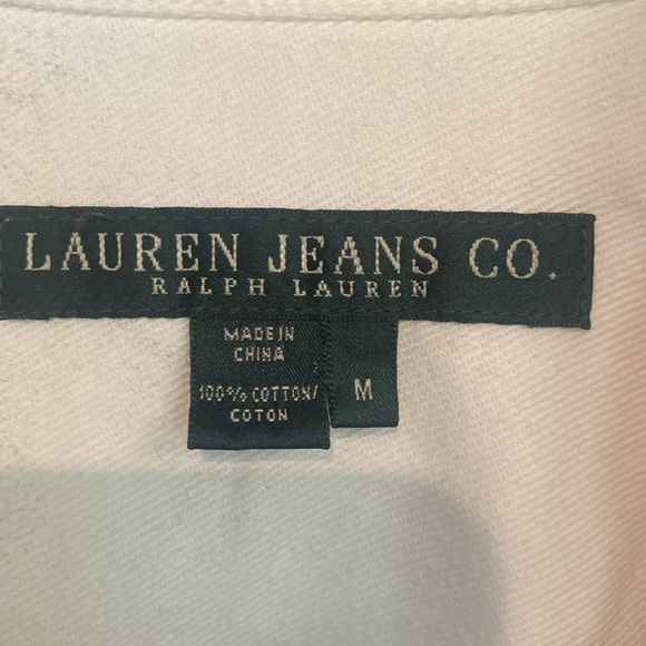 LAUREN JEANS CO RALPH LAUREN White Denim Jean Jacket sz M 100% Cotton - Picture 2 of 7